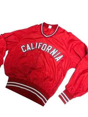 California True Vintage Red Windbreaker Jacket Xl Made In USA Pullover